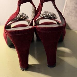 Red peep toe heels